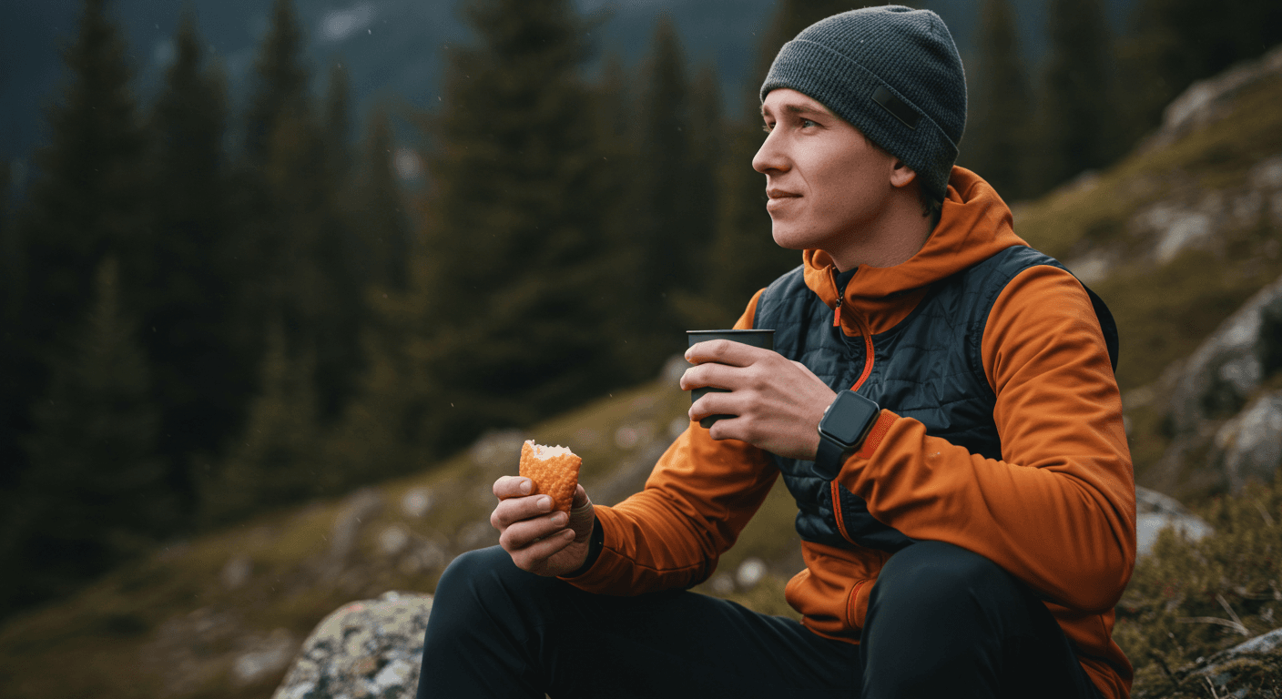Person monitoring their health with a smartwatch while enjoying outdoors